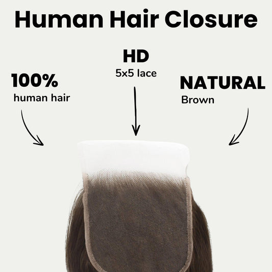 Medium Brown Body Wave 5x5 HD Lace Human Hair Closure